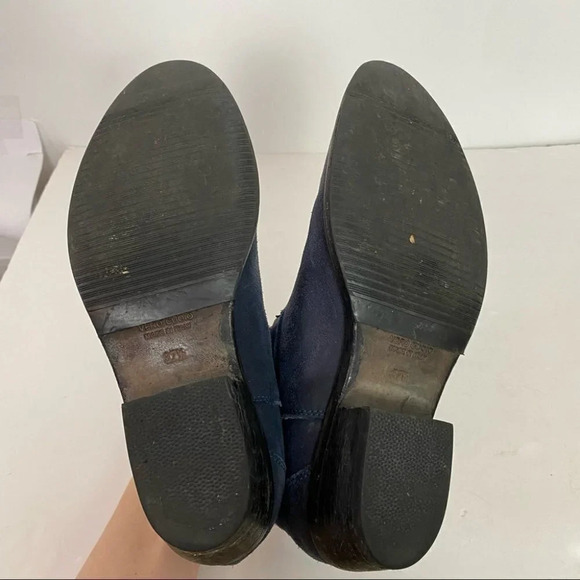 Barney’s New York Blue Suede Distressed Slip On Booties Size 7 Euro 37.5 Boots - Picture 9 of 14